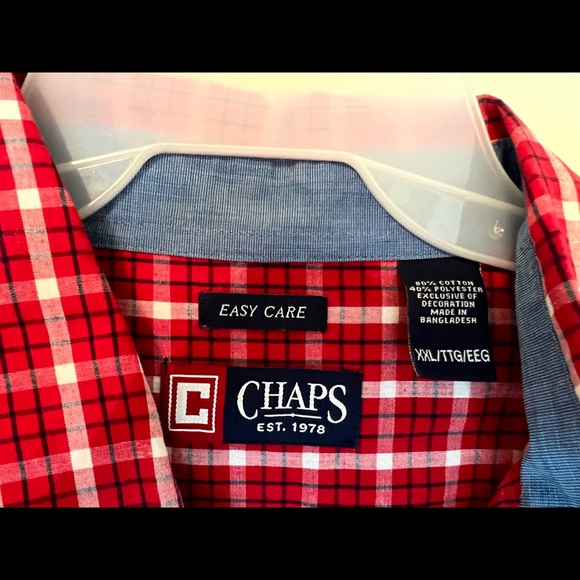 Mens Chaps 2X red and white pattern dress shirt - Picture 2 of 3